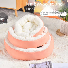 Comfortable Round Lamb Wool Warm Pet Bed