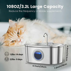 Purr-fect Flow Stainless Steel Cat Water Fountain – Ultra-Quiet, Filtered Hydration with LED Indicator for Happy, Healthy Cats